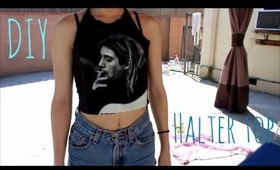 EASY DIY HALTER TOP FROM A TEE SHIRT