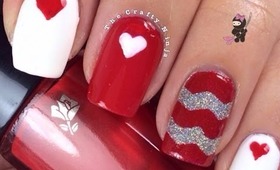 Chevron Heart Nails by The Crafty Ninja