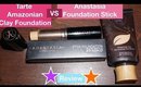 Anastasia Foundation Stick VS Tarte Clay Foundation