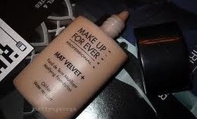 Makeup Forever Matte Velvet+ application and Blue Cat eye makeup