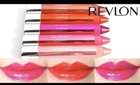 Revlon Color Burst Lacquer Balm Swatches on Lips 5 colors