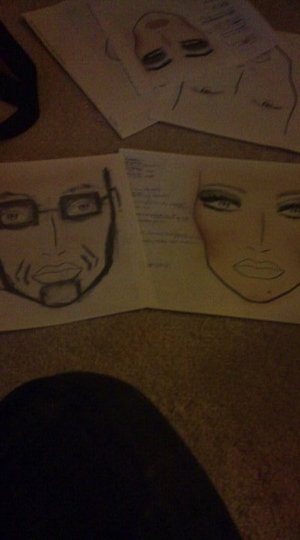 just me goofing off.. this is my boyfriends MAC face chart on a night out vs mine [left to right respectively lol]