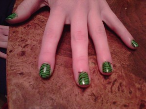 Neon Green Zebra Nails