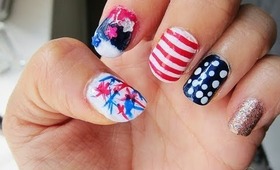 4th of July Nail Tutorial: Ombre, Stripes & Starbursts