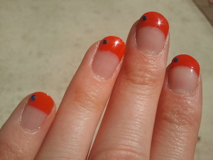 Red tips with blue rhinestones
