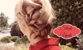 Smooth and Sleek Looped Curl Updo Hairstyle