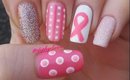 Pink Nail Art For Breast Cancer Awareness Month