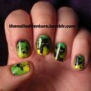 Green to Yellow Splatter Nails