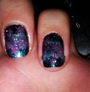 They look better in person #galaxy #nails #sparkle