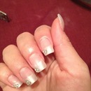 Pearl white tips w/ rhinestones