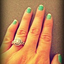 mint and gold French manicure 