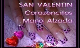 UÑAS San Valentín Corazoncitos Diseño Mano Alzada :::... ☆ Jennifer Perez of Mystic Nails ☆