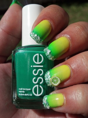Margarita Nails. Got this idea from the I Feel Polished blog and had to try it out for myself.