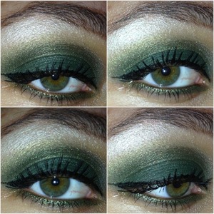 I created this look using sultry greens from M.A.C's Wonder Woman Valiant pallet. 