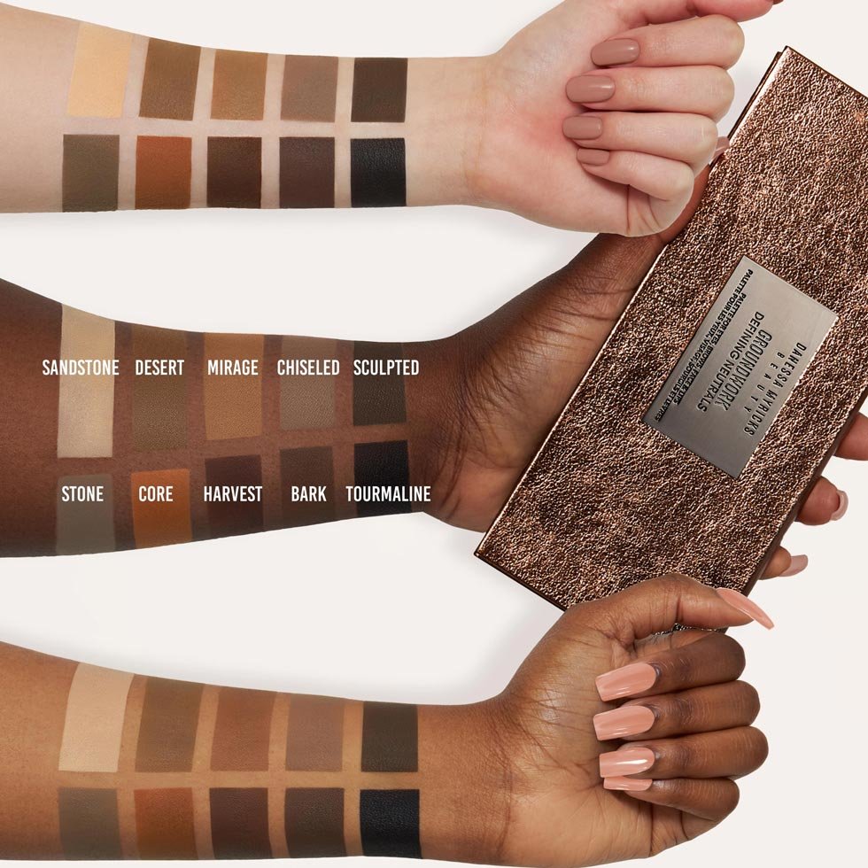 Arm swatches for Danessa Myricks Beauty Groundwork Defining Neutrals Palette