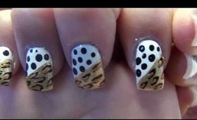 leopard and polka dots nail design