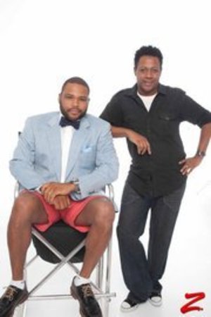 Celebrity Makeup Artist Eric Devezin on set with actor Anthony Anderson