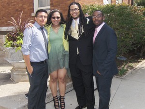 My boyfriend's older brother got married in August 2012 (my bf is the tallest one with dreads). This is what I wore. Dress was borrowed from my sister and shoes were purchased from Victoria Secret. Accessories are from Charming Charlie. 