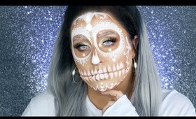 SUGAR SKULL MAKEUP TUTORIAL | White Glam Sugar Skull Makeup
