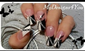 MONOCHROME CHAINS EFFECT FRENCH NAIL ART- ♥ MyDesigns4You ♥