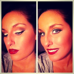 Old school pin up look 

MAC:
Ruby wood lipstick with Burgundy liner 
vanilla e/s
Texture e/s
Copperplate e/s
