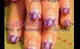 argyle nail design in pink and lavender purple: robin moses nail art tutorial