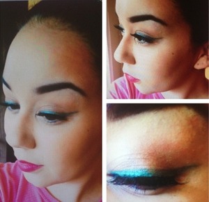 Winged out Green liner and bright Pink lip