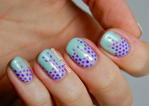 I can't stop using pastels. Colors are Orly Lollipop (base), China Glaze Fancy Pants (dots), and China Glaze Keep Calm, Paint On (drips).

http://www.dressedupnails.com/2013/03/pastel-drips-and-dots-nail-art.html