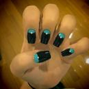 Black and Teal Pearl Reverse Manicure