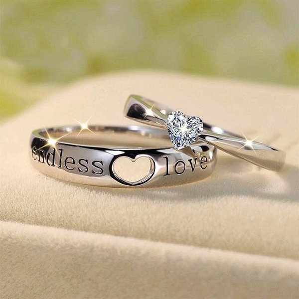 Endless Love Wedding Engagement Couple Ring | Endless Love Heart Couple Ring  - New - Aliexpress