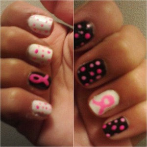 Easy to do nails, for breast cancer awareness! Do it!!! 