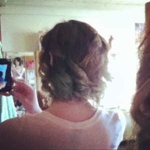 This is what the back looked like when I curled it with it's weird green/blue/blonde color. :)
