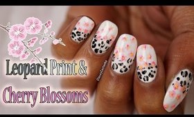 Delicate Cherry Blossoms and Leopard Print Nailart | Tutorial