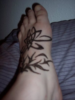 henna tattoo done on my foot.