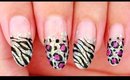 Glittery Leopard & Zebra nail art