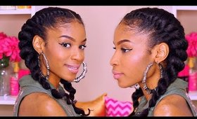 How To Jumbo Flat Twist► Natural Hair Protective Style with Clip ins