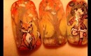 Fall nail art  false nails painting on tips , malowanie po tipsach mural jesienny