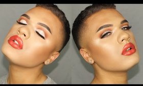 Dramatic Spring and Summer Makeup | Warm Toned Cut Crease & Orange Lips