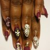 burgundy with bling nails