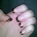 cheetah print tips on natural nails (: