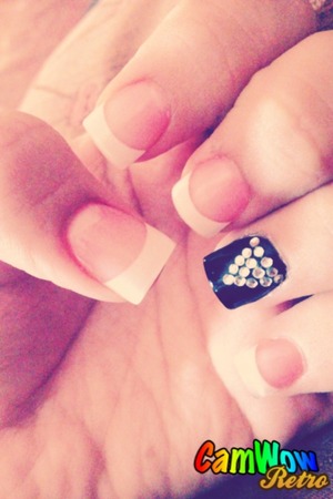 french tip with diamonds