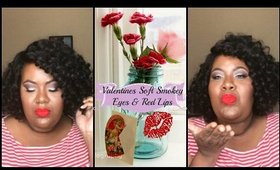 Valentine's Soft Smokey Eye Tutorial | Red Lips| Using Affordable Products