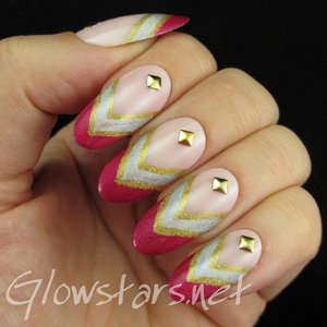 Read the blog post at http://glowstars.net/lacquer-obsession/2014/10/holographic-chevron-french-tips/
