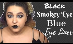Black Smokey Eye and Blue Eyeliner for small Eyes