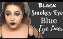 Black Smokey Eye and Blue Eyeliner for small Eyes