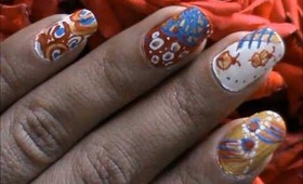 Magic nails- Retro Asian Style -easy nail art for short & long nails tutorial beginners designs