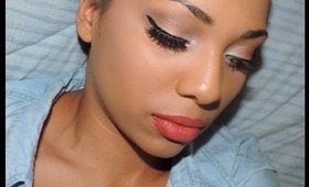 Spring Trend| Orange Lip & White and Gold eye