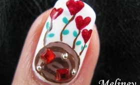 Valentine Mashup Nail Art Tutorial - Roses hearts Chocolates Romantic Valentine's Nail Design