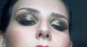 smokey black and over gold paillettes 