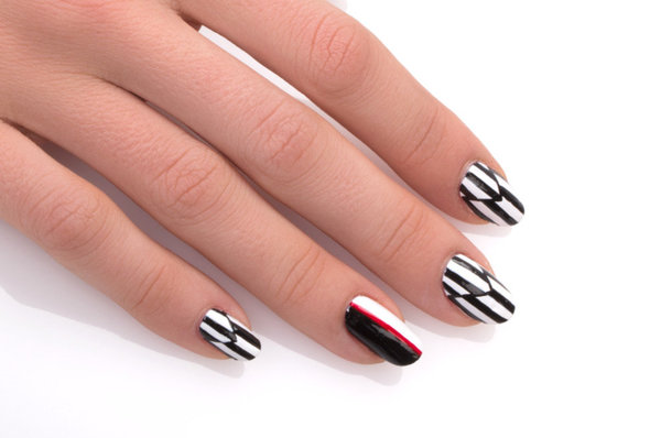 Master Mani: Graphic Op-Art in Black, White, and Red | Beautylish
